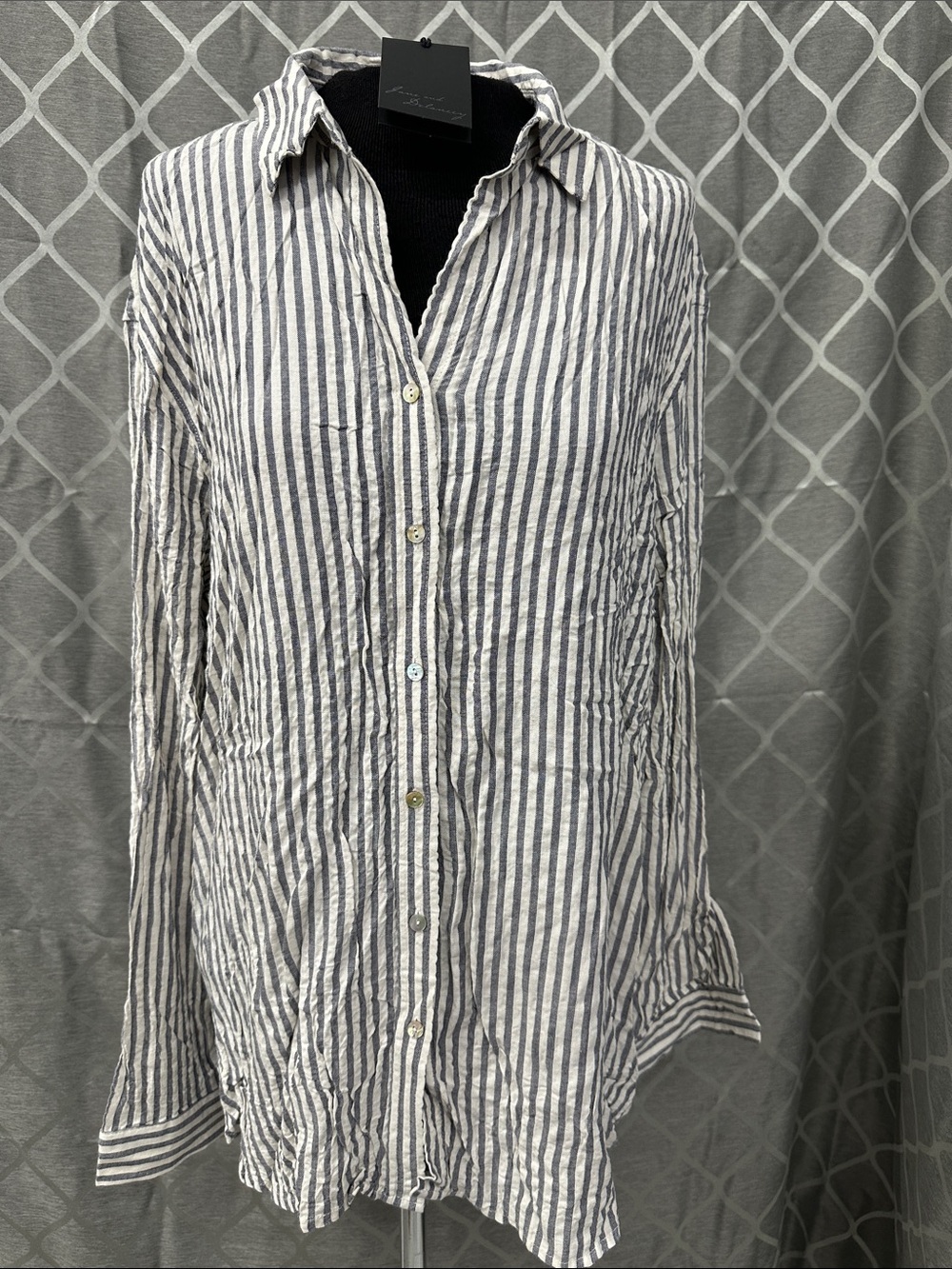 Jane and Delancey gray & White Striped Shirt